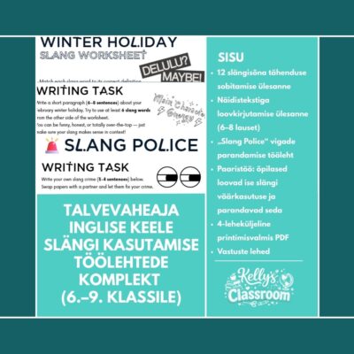 Talvevaheaja inglise keele slängi kasutamise töölehtede komplekt (6.–9. klassile)