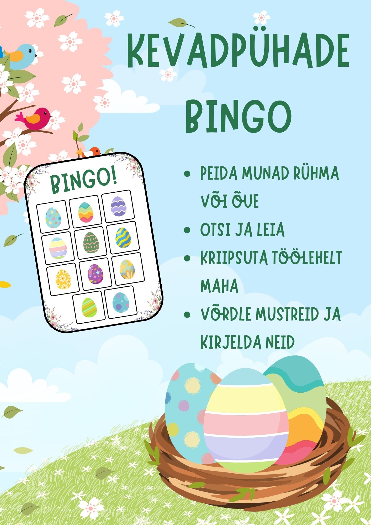 Kevadpühade Bingo- lõbus otsimismäng lastele!