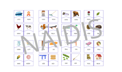 Esimesed sõnad lugemiseks - sõna ja pildi sobitamise lugemismäng (68 kaarti)