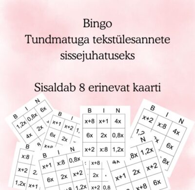 Bingo - tundmatuga tekstülesannete sissejuhatuseks