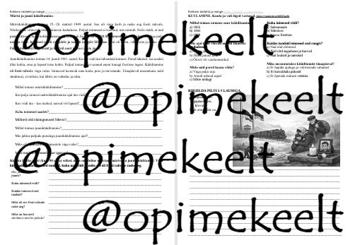 Märtsi ja juuni küüditamine | A2 töölehtede komplekt