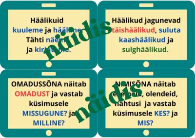 Eesti keele reeglikaardid algklassidele- ÕPIN JA KINNISTAN