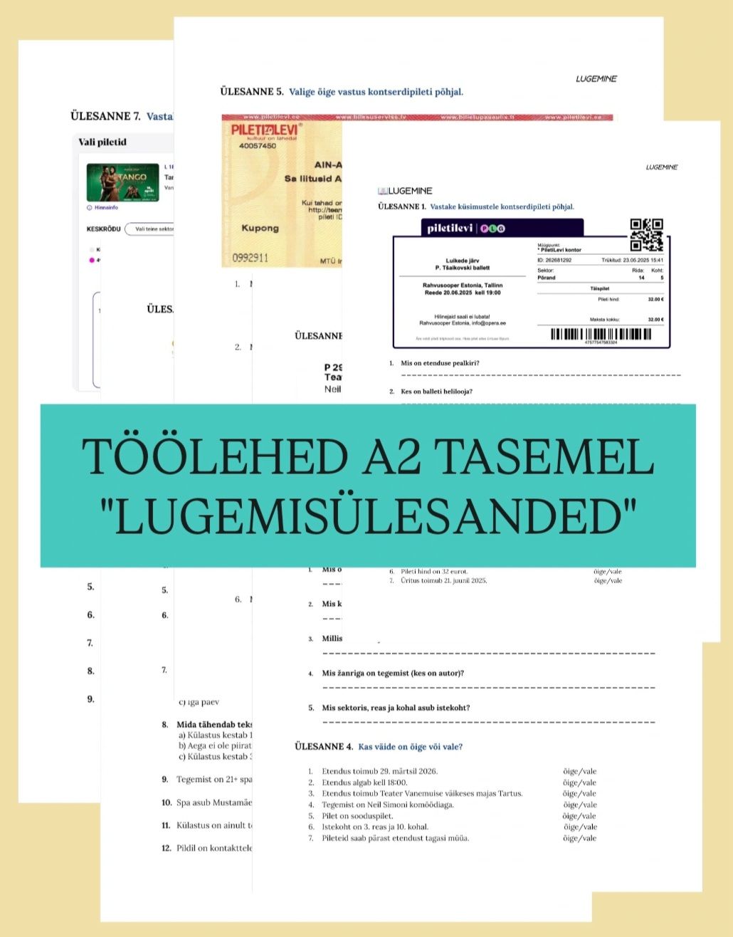 Lugemisülesanded. Funktsionaalne lugemine. A2