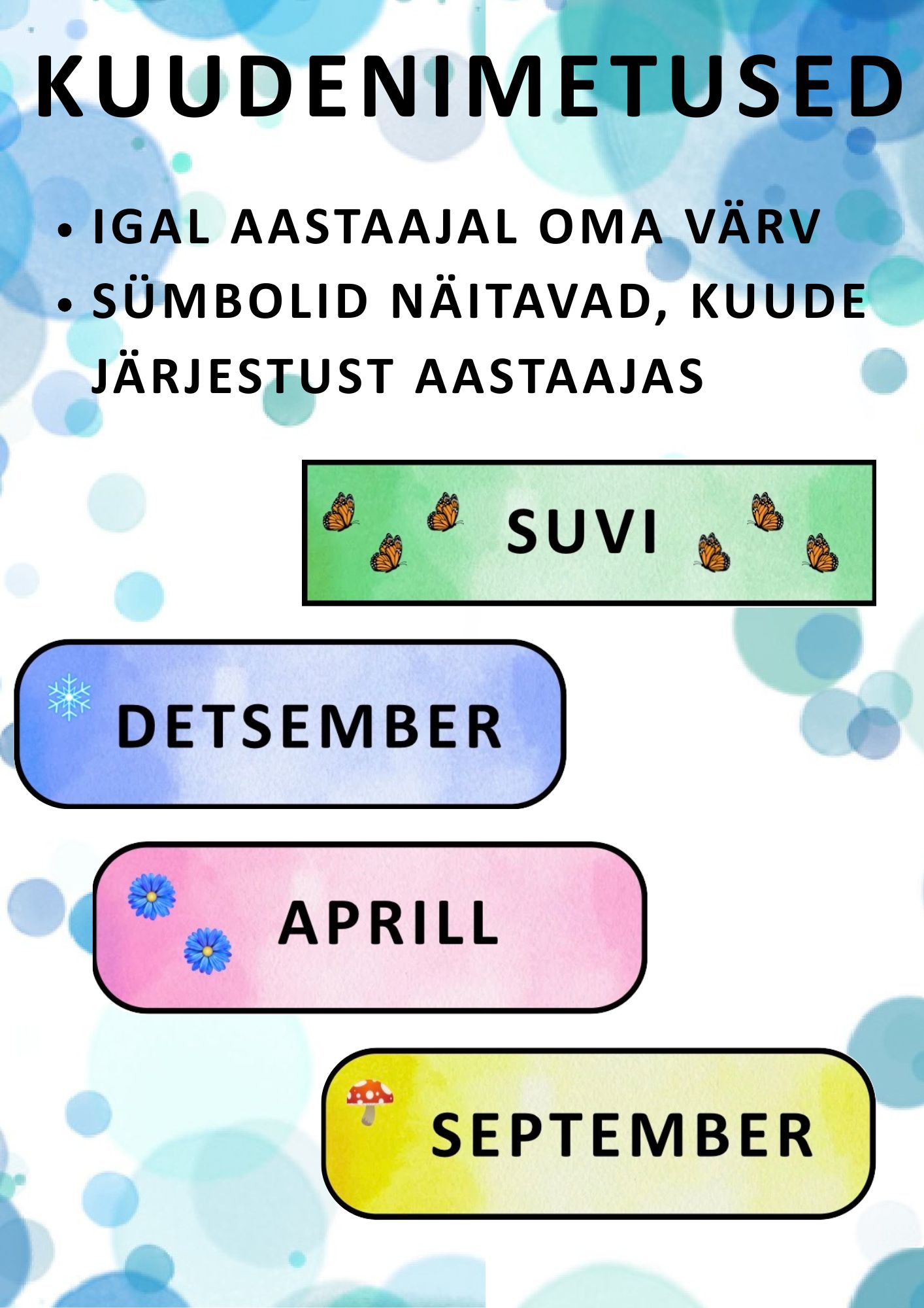 Kuudenimetused- igal aastaajal oma värv