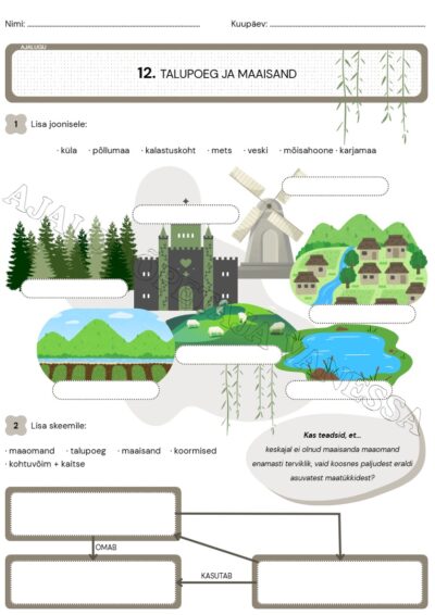 Tööleht "Talupoeg ja maaisand" (2 lk)
