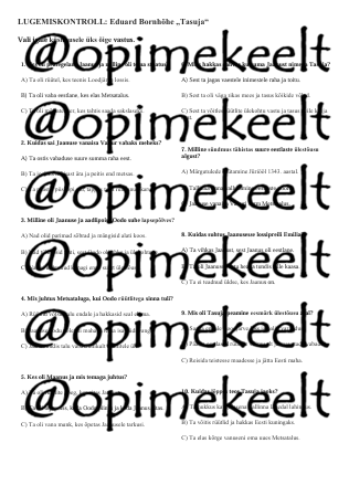 Lugemiskontroll: Eduduard Bornhöhe "Tasuja"