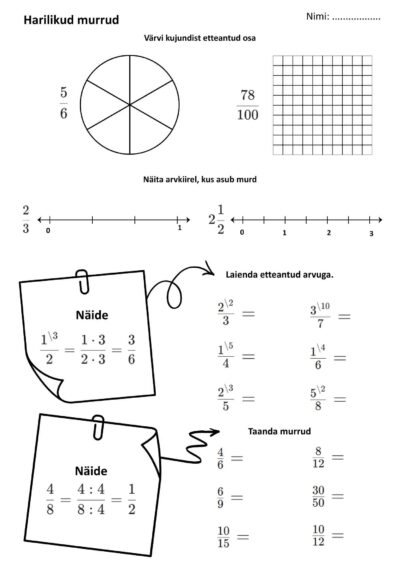 Harilikud murrud - laiendamine ja taandamine