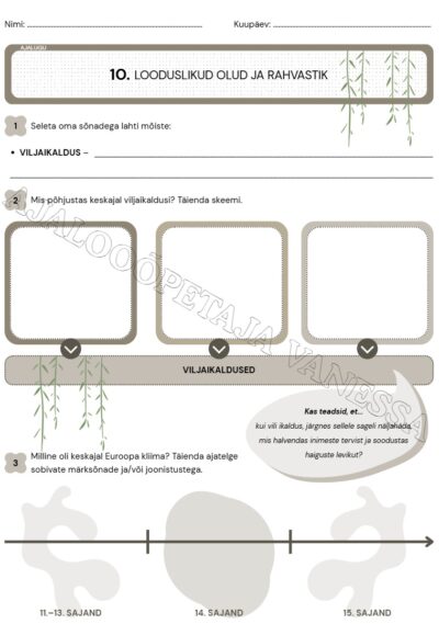 Töölehtede pakett "Elu maal" (4 tk)