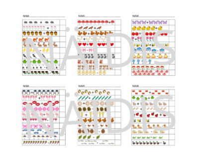 Liitmine ja lahutamine piltidega – töölehed eelkoolile ja 1. klassile