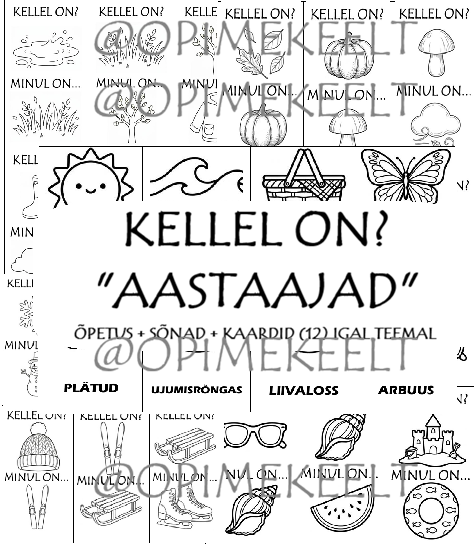 Mäng "Kellel on?" (sõnad ja kaardid) AASTAAJAD