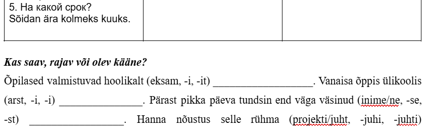 Eesti keele käänded: saav, rajav, olev (B1)