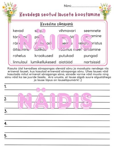 Kevadega seotud lausete koostamine