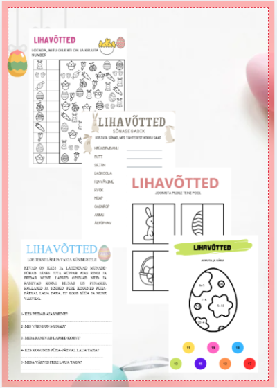 Munadepühad/lihavõtted töölehed- 6 ülesannet