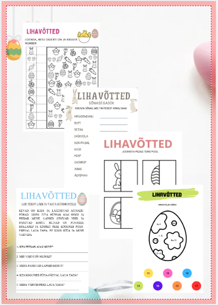 Munadepühad/lihavõtted töölehed- 6 ülesannet