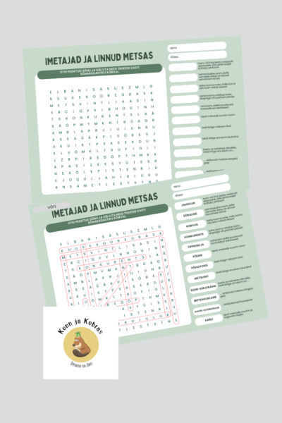IMETAJAD JA LINNUD METSAS - sõnarägastik, mõisted jm