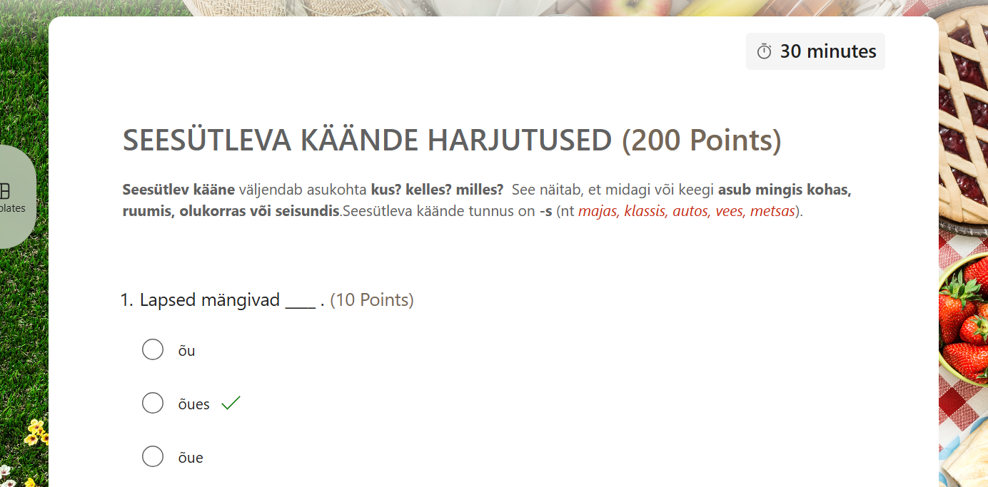 Seesütleva käände digiülesanne – 20 küsimust, 200 punkti, kestvus 30 min - Image 2