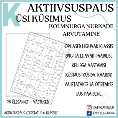 "AKTIIVSUSPAUS" - küsi küsimus (kolmnurga nurkade arvutamine)