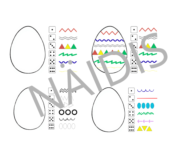 Veereta ja joonista mustreid – täringumäng töölehtedel