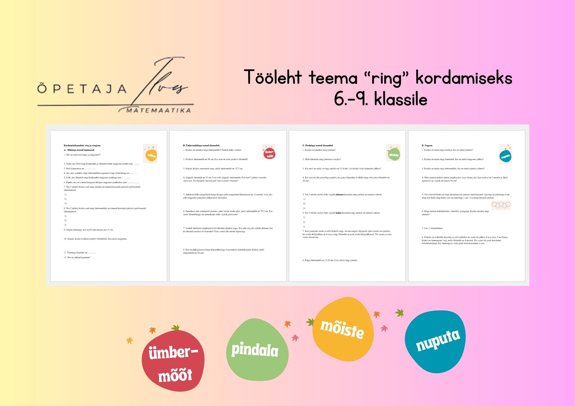 Töölehtede komplekt "ring"