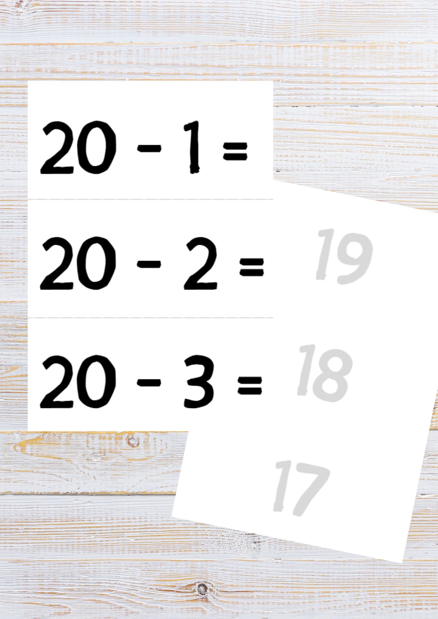 Lahutamine 20 piires üleminekuta. Kaardid. Peastarvutamine.
