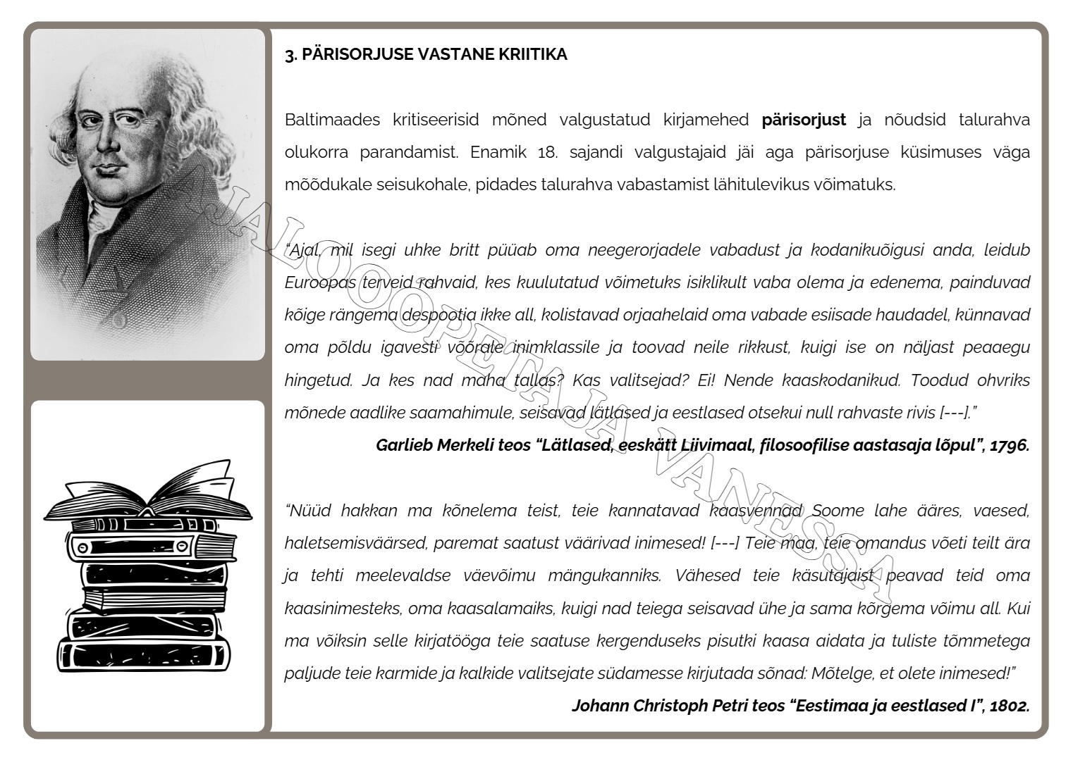 Õpijaamade tekstid "18. sajandi vaimuelu" (6 tk) & Tööleht (4 lk) - Image 3