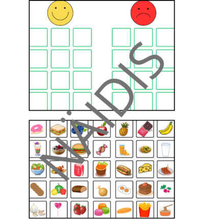 Rõõmus kõht või kurb kõht – tervisliku toidu lõika ja kleebi tööleht