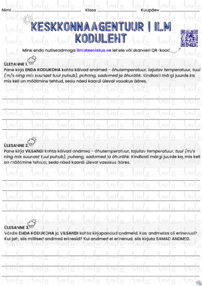 Keskkonnaagentuur | ILM kodulehe tööleht