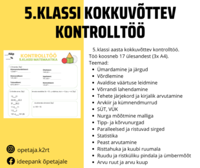 5. klassi kokkuvõttev kontrolltöö