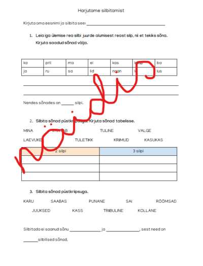 Silbitamise tööleht