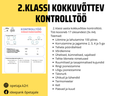 2. klassi kokkuvõttev kontrolltöö
