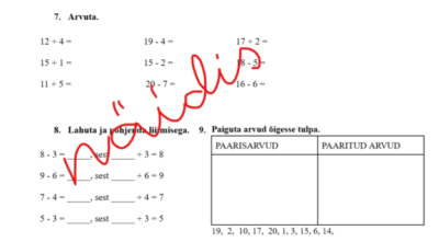 1. klassi tasemetest