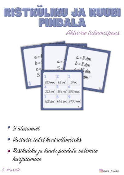Ristküliku ja kuubi pindala
