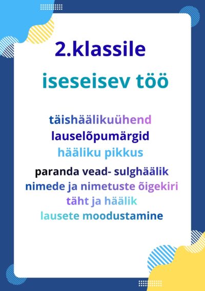 Iseseisev töö 2.klassile