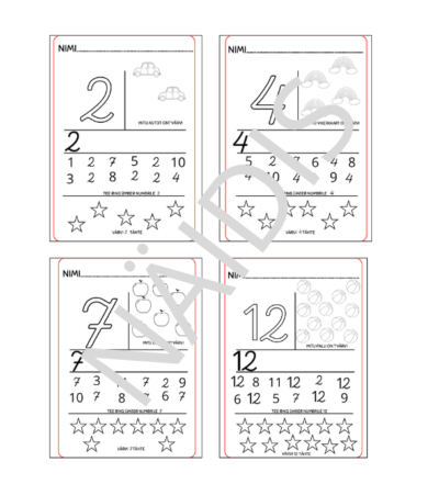 Numbrite töölehed 1-12