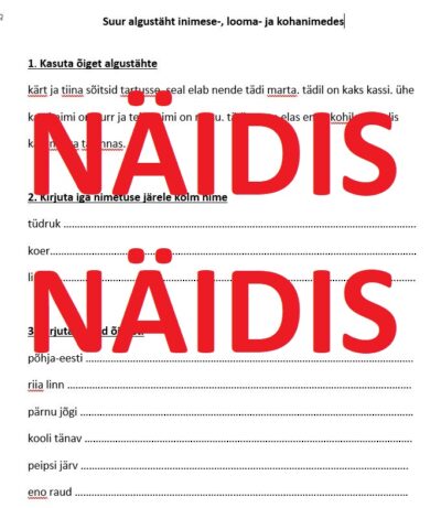 Suur algustäht inimese-, looma- ja kohanimedes