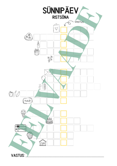 "SÜNNIPÄEV - ristsõna"