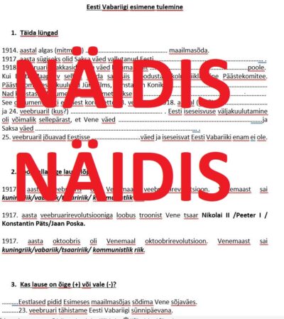 Eesti Vabariigi esimene tulemine (Mauruse 5. klassi ajalooõpik)