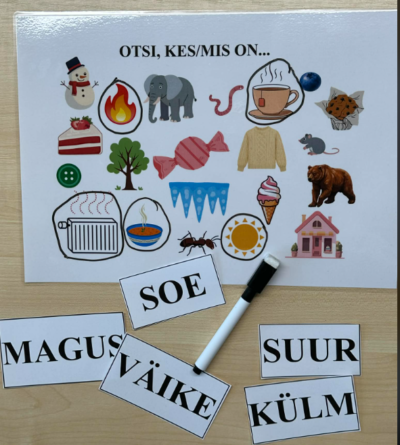 Omadused- omadussõnade lugemine ja pildilt objekti otsimine