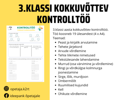 3. klassi kokkuvõttev kontrolltöö