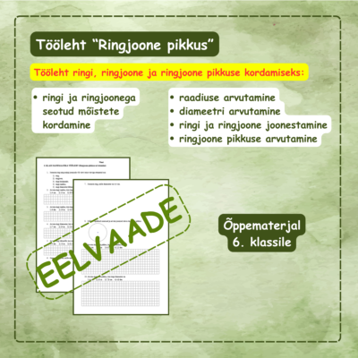 Tööleht RINGJOONE PIKKUS