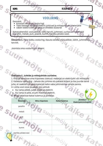 Vooluring – praktiline töö 3. klassile