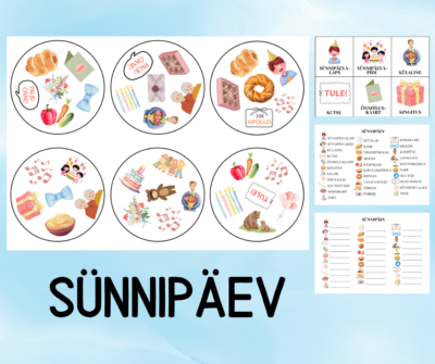 "SÜNNIPÄEV - "Leia ühine sümbol", pildikaardid, piltsõnastik, tööleht"