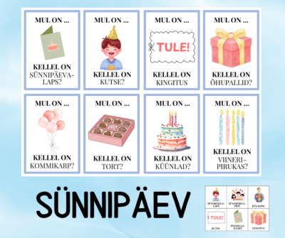 "SÜNNIPÄEV - "Mul on ... kellel on ..." + pildikaardid"
