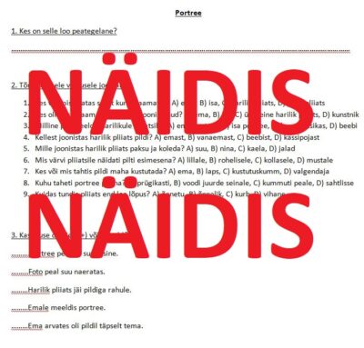 Funktsionaalne lugemine "Portree" (Koolibri õpik "Ilus emakeel")