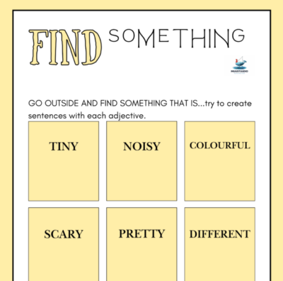 Omadussõnade Bingo. Õuesõppe leht. Kahepoolne printimise võimalus! Eesti- ja inglisekeelne variant