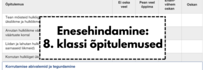 ENESEHINDAMINE: 8. klassi õpitulemused