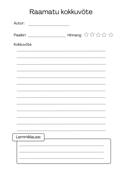 Raamatu kokkuvõte