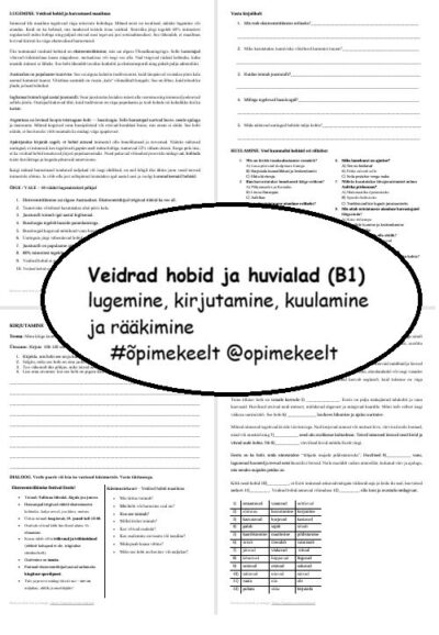 Veidrad hobid ja huvialad (B1)