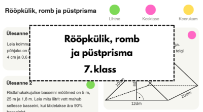 MÕTLEV KLASSIRUUM: rööpkülik, romb ja püstprisma