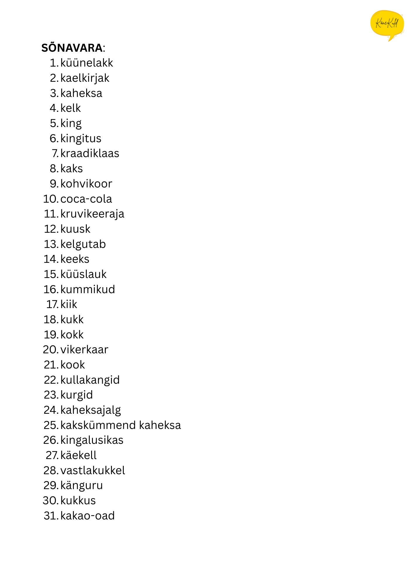 Dobble - K-häälik sõnas mitmes positsioonis - Image 2